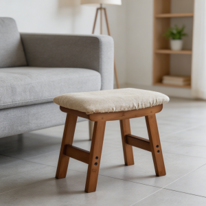 Beige & Brown Legs Small Foot Stool